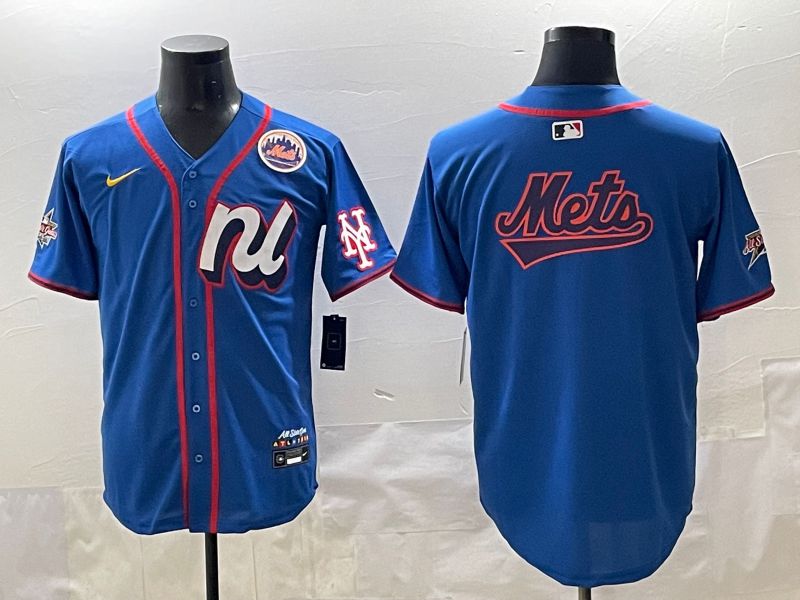Men 2025 New York Mets Blank Blue All star Blank Blue Nike MLB Jersey style 6->oklahoma city thunder->NBA Jersey
